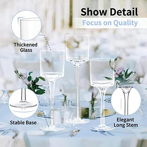 NUPTIO 1 Ensemble Bougeoirs Verre pour Bougie Pilier et Bougies Flottantes, Bougeoir Photophore en Verre Bougeoirs Table Clairs pour Pièce Maîtresse Fête Mariage Noël Halloween Décor À la Maison