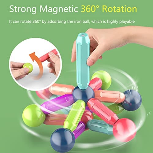 SVYHUOK Bloc Construction Magnetique Enfant 64 Pièces Jeux Construction Magnetique, 3D Jouets Magnétiques Créer l'imagination Infinie, Cadeau pour Les Garçons et Les Filles A la Maison et à L'école