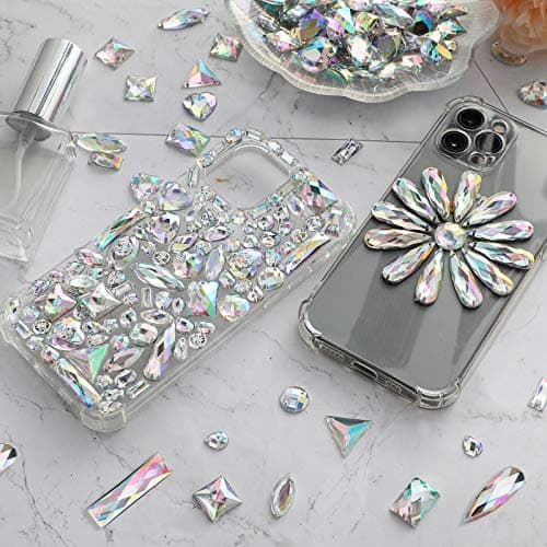 500 Pièces Gemme Acrylique de Couture Strass de Couture en Cristal Mixte avec 2 Trous pour Vêtement Couture Perle Décoration (Cristal AB)