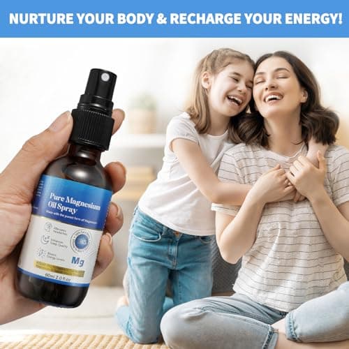 Spray d'huile de magnésium 100% organique et naturel (60ml), supplément de magnésium pour le corps, Spray d'huile de magnésium pur, Spray de magnésium pour les articulations, sans gluten