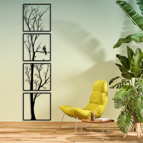 Luccyle Arbre Decoration Murale Metal,Arbre En Métal,Decoration Murale Maison,Idéale pour salon et couloir,Grand lot de 4