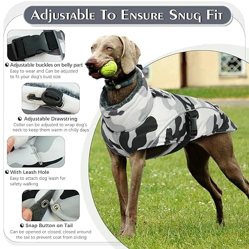 Veste Hiver de Chien, Manteau d'hiver pour Grande Chien Veste Polaire Vêtements d'hiver Manteaux Réfléchissants Imperméables Pull Chien Petite Taille(Camouflage, XL)