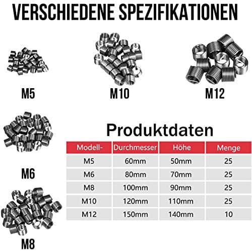 YRHome Kit d'outils de réparation de filetage 131 pièces pour voiture - Manchon fileté - Moteur M5 M6 M8 M10 M12