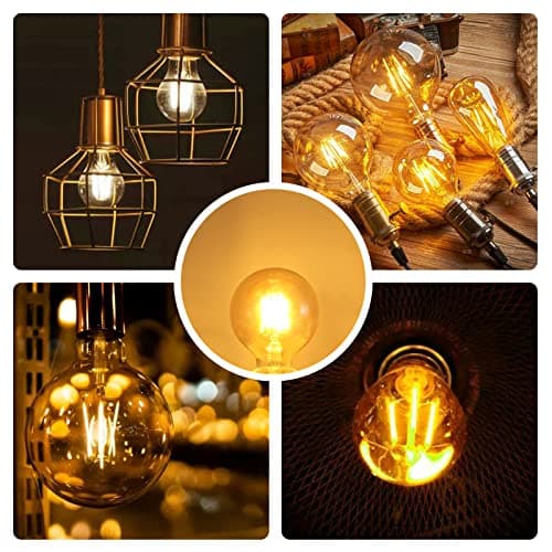 SCNNC Ampoule LED E27 Vintage Dimmable 4W G80 220-240V 400LM Blanc Chaud