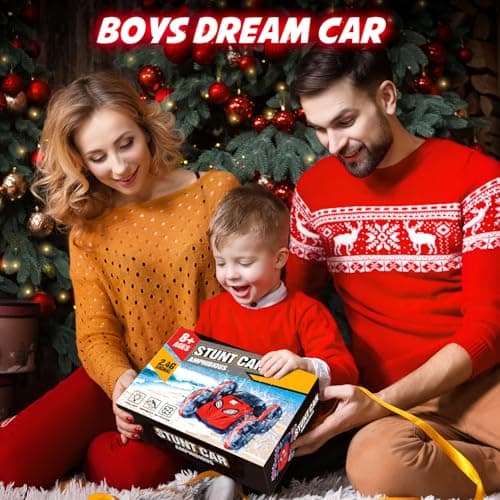 MYDOVA Voiture Telecommandé Enfant Tout Terrain Amphibie, 2.4 GHz Proportionnelle 20+ KM/H Hobby Offroad Monster RC Truck, 360°& 180°Rotation étanche