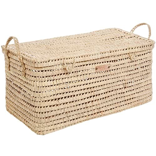 Bohome Living - Coffre de Rangement, Malle à Jouets en osier tressé, Déco Bohème Chic (80cm)