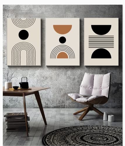 LYBOHO Lot de 3 posters d'art abstrait, modernes, tableaux muraux, style bohème, pour salon, chambre à coucher (géométrie 1, 3 pièces, 40 x 60 cm)
