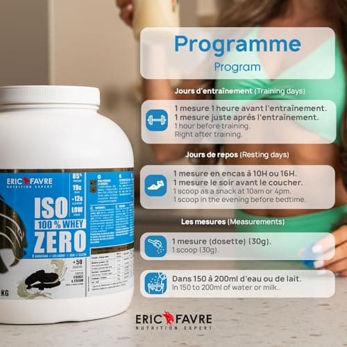 ISO WHEY ZERO 100% Pure Whey Protéine Isolate Savoureuse, Prise de Masse Musculaire - Assimilable Rapidement - Laboratoire Eric Favre - 500g Cookies & Cream