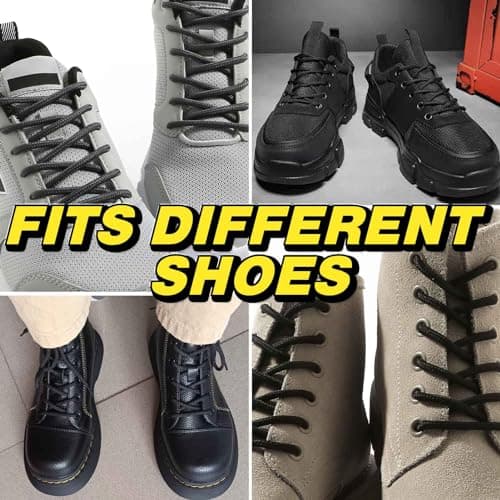 VSUDO 140 cm Lacets Noir Ronds de Bottes, ø4mm Lacets Boots Ronds pour Chaussures de Travail, Lacets Résistants Chaussure de Marche/Sécurité, Lacets Noir Chaussures de Randonnée (1Paire-Noir-140CM)