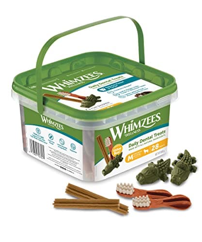 WHIMZEES by Wellness, Friandises Naturelles pour l'Hygiène Bucco-Dentaire à Mâcher pour Chien de Taille Moyenne, Boîte de Variété, Taille M, Boîte de 28 Pièces