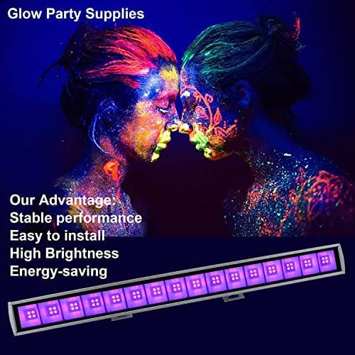 Eleganted LED UV Tube 36W Tube Lumière Noire,64 LEDs Violet Lampe Barre IP66 Étanche Extérieur Projecteur UV Eclairage pour Noël Soirée du Maquillage Fluo Peinture Corporelle DJ Disco (2pcs)