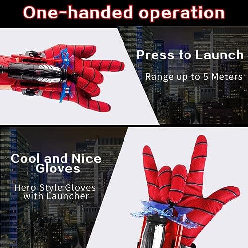 Lot de 2 Gant de Lanceur Spider, Spider Launcher Gant de Cosplay en Plastique Gant Spider Enfant Lanceur Toile Jouet de Poignet Lanceur de héros Lanceur d'araignée Jouets éducatifs pour Enfants