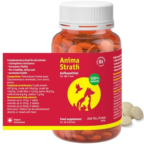 Anima Strath Multivitamines et Minéraux pour Chien et Chat 200 Comprimés à Croquer - 210g, 61 Micronutriments, Vitamine Chien et Minéraux, Compléments Alimentaires Levure Végétale
