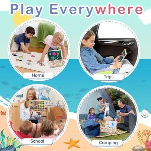Uping Puzzle Magnetique Bois avec Tableau Double Face Aimanté pour Enfant 3 Ans et plus-130 Pièces