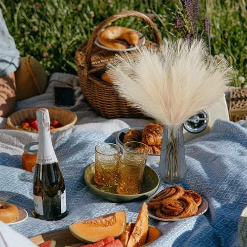 30 Pièces Jaune Pâle Herbe de la Pampa, Fleurs Séchées, Décoration Pampa Sechees, Pampa Herbe, Décoration Fleur Sechees, Pampa pour Mariage, Maison, Salon, Décor Bohème