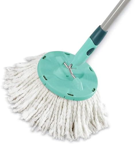 Leifheit lot de 2 têtes de rechange Clean Twist Disc Mop, idéal pour les carrelages et sols en pierre, microfibre absorbante eau et saleté, franges de remplacement, facile à changer