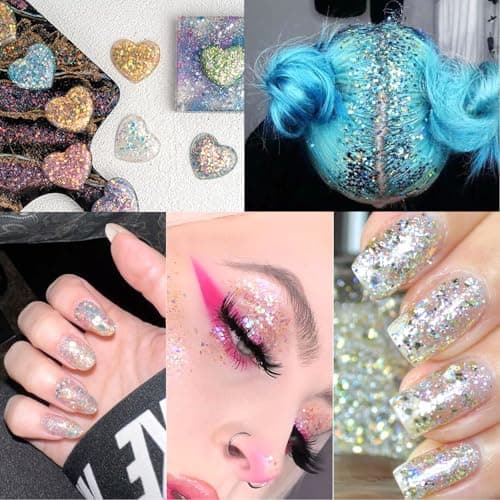 GZMAYUEN 12 Couleurs Paillettes Ongles Nail Art Glitter, Poudre Paillette Holographiques Deco Ongle pour DIY Festival Visage Corps Nail Art Décoration