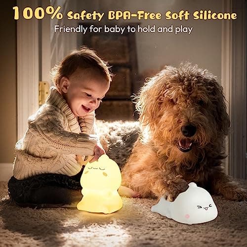 CHWARES Veilleuse pour enfants, veilleuse chat avec télécommande, lampe Kawaii 7 couleurs, décoration de chambre, rechargeable par USB, jolie lampe cadeaux pour bébé, enfants, petits, adolescentes