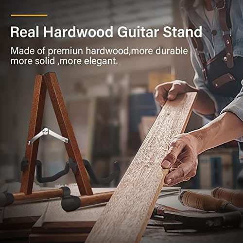 LEKATO Support de guitare A-Frame Support de guitare basse en bois avec rembourrage en mousse pour guitares, basse, violoncelle, banjo, mandoline, ukulélé