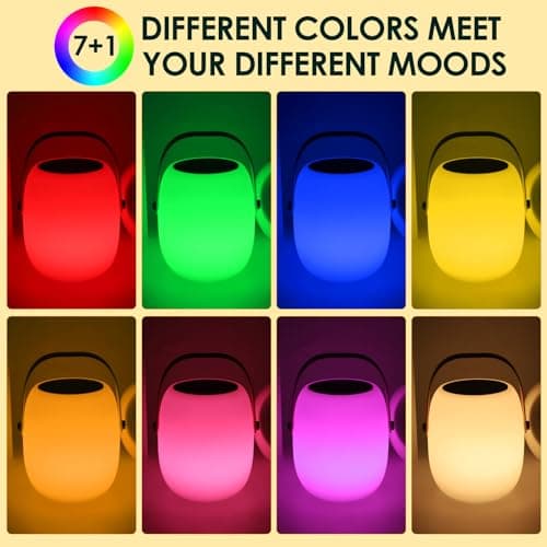 ZWOOS Lampe de Table Sans Fil, Énergie Solaire/Rechargeable par USB, Lampe a Poser LED RVB, avec Mode Scintillement de Bougie, Étanche IP54, avec Télécommande