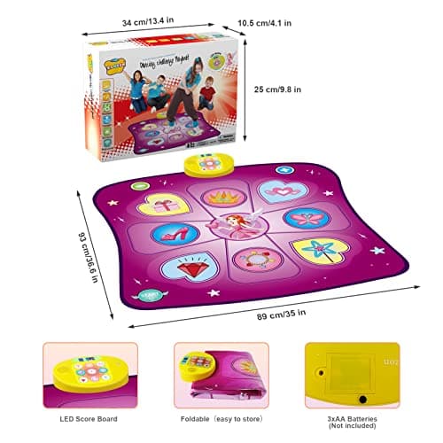 Tapis de Danse pour Enfants de 3 à 8 Ans,Tapis de Danse Musical avec Affichage LED, Création de Chansons et Musique Intégrée, Cadeau d'anniversaire de Noël pour Garçons Filles de 3 4 5 6 7+ (Violet)