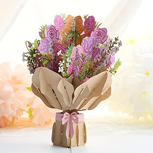 Carte Pop Up Fleur, Carte Pop Up 3d Anniversaire, 15 * 20cm,Carte de voeux 11D pop - up avec enveloppes naturelles - carte de voeux épaisse de haute qualité avec des cartes de voeux