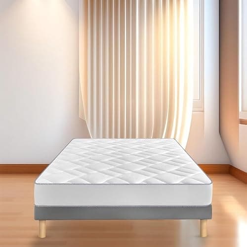 by sommiflex SOMMIER TAPISSIER Gris 140x190cm|Fabrication Francaise Artisanale|Pieds Offert|Hauteur avec Pieds 27CM