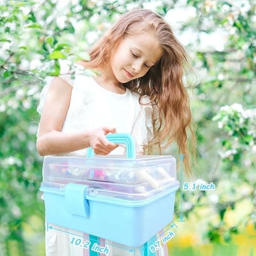 3000 Activites Manuelles pour Enfants Bricolage Enfants Kits de Loisirs Créatifs Boîte de Bricolage à 3 Niveaux avec Pipe Cleaners pour Enfants de 4-6, 6-8, 8-12 ans Cadeaux pour Filles Garçons, Bleu