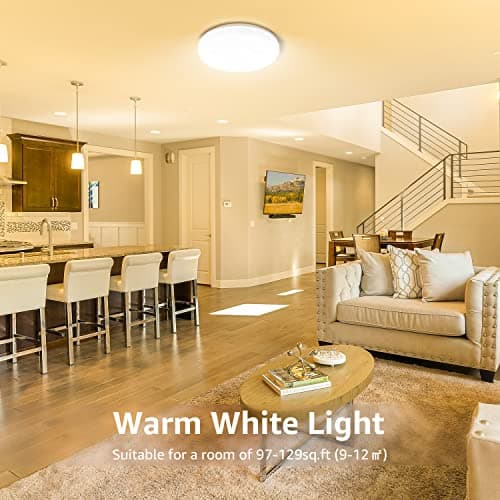 Lepro Plafonnier LED 15W, Luminaire Plafonnier Étanche IP54 Blanc Chaud 3000K 1500LM, Angle de Faisceau 120 °, Plafonnier LED Idéal pour Salle de Bain, Balcon, Couloir, Cuisine, Salon(Φ22)