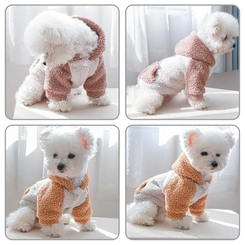 Galatée Manteau d'hiver pour Petit Chien pour Chiot, Vêtements Mignons pour Animaux De Compagnie, Manteau Chaud d'hiver, Veste Chaude pour Chiot pour l'hiver Froid, Sweat-Shirts à Capuche(S, Marron)