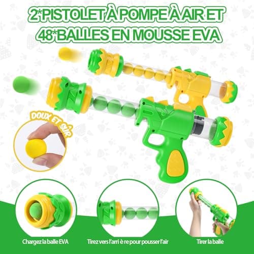 EagleStone Dinosaure Télécommandé avec Tir en Mouvement pour Enfants 3-8 Ans, Jeu de Tir Électronique avec Effets de Fumée, Compteur de Score Automatique, Lumières & Sons, Jouet de Fête