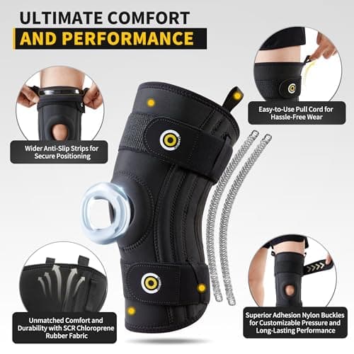 CAMBIVO Genouillere Arthrose Genou, Genouillère Sport Réglable, Genouillère Ligamentaire avec Stabilisateurs Latéraux, Attelle Genou, Genouillère Rotulienne pour Musculation, Course, Protege Genoux