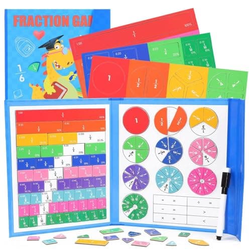 Shengou Magnetic Fraction Educational Puzzle,Jeu magnétique de Fractions,Démonstrateur de Disque magnétique,Jeux pour Apprendre Les Fractions,Magnetic Score Disk Demonstrator (Dinosaure)