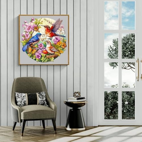 Blumuze Puzzle Bois Adulte 290pcs,Oiseaux et Papillons Puzzle en Bois Animaux, Puzzles en Bois Animal Unique pour Adulte, Wooden Puzzles L-13.3 * 13in