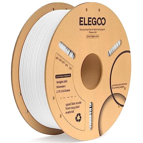 ELEGOO Filament PLA+ 1.75mm Blanc 1KG, Filament pour Imprimante 3D Précision Dimensionnelle +/- 0.02mm Bobine de Carton Filament d'Impression 3D Convient à la plupart des Imprimantes 3D FDM