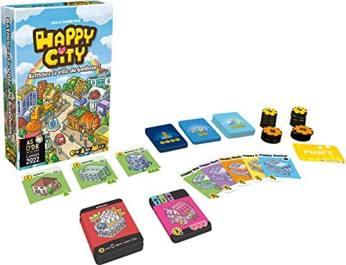Asmodee - HAPPY CITY - Jeu de Société de Construction Urbaine Pour Enfants Dès 10 Ans - Créez votre Ville - Lauréat As D'Or 2022 - 2 À 5 Joueurs - 30 Min - Version Française