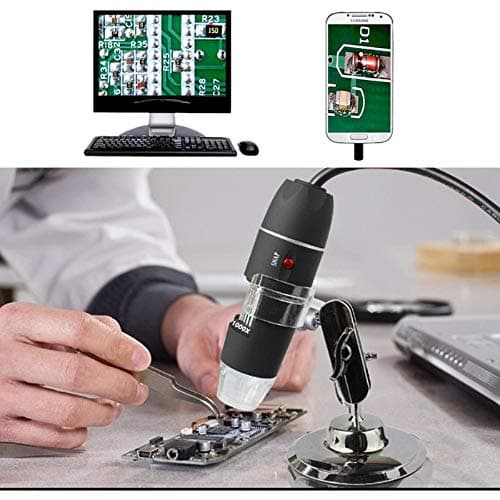 Microscope numérique USB, endoscope de grossissement 40X-1000X Portable Bysameyee, Microscope Digital 8 LED pour Windows 7/8/10 Mac Linux sous Android (avec OTG)