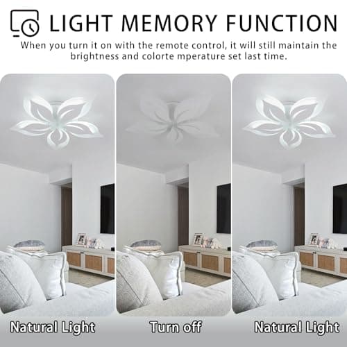 Caufloce LED Plafonnier Fleur Télécommande APP Moderne Éclairage De Plafond Dimmable 3000K-6000K Salon Lampe Plafond Smart 50W Intérieur Pour Chambre, Salle À Manger