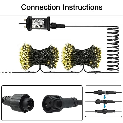 Joycome Rallonge Guirlande Exterieure 6M Prolongateur Electrique, IP65 Étanche Rallonge Electrique 2 Pin Rallonge Guirlande avec Connecteurs Mâle et Femelle pour Guirlande Lumineuse de Noël