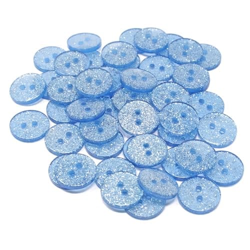 Special Touches Lot de 50 boutons ronds en résine Bleu pailleté 15 mm