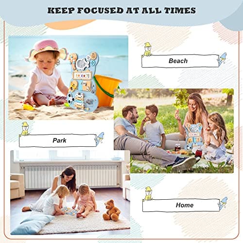 Yontwe Tableau occupé Montessori Plateau de Jeu sensoriel Apprentissage de la motricité Fine Planches d'activités sensorielles en Bois Faites à la Main Jouet d'éducation précoce 1-6 Ans