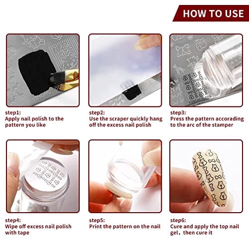 Lot de tampons à ongles 1 pièce - Tampons à ongles - Grattoir - Kit pour manucure française - 8 tampons - 1 grattoir - 1 tampon à ongles - Tampon à ongles - Gel