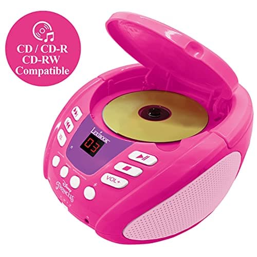 Lexibook - Disney Princesses - Lecteur CD Bluetooth pour Enfants - Portable, Effets Lumineux, Prise Micro, entrée auxiliaire, Batterie ou Secteur, RCD109DP