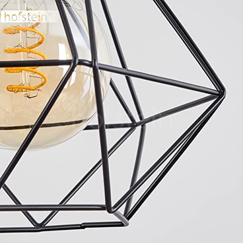 HOFSTEIN Suspension Tianjin, lampe à suspendre en métal noir, 5 flammes, 5 x E27, max. 149 cm, lampe à suspendre avec aspect grillagé dans un design rétro/vintage, ampoule(s) non incluse(s)