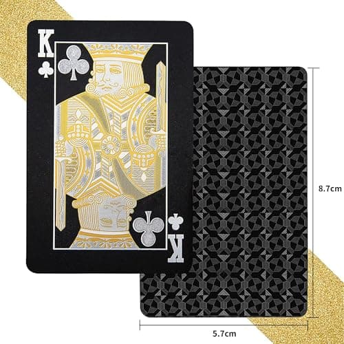 SWINILAYA Lot De 2 Jeu De Cartes 54 - Noir Et Or | Parfaits pour Fêtes, Voyages, Pique-Niques Et Plus