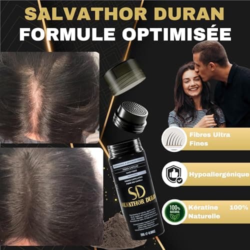 Poudre Densifiante Cheveux Salvathor Duran 2x25g (50g Total) - Poudre Cheveux - Fibre Capillaire 50 g - Poudre Densifiante pour Cheveux- Poudre Anti Calvitie