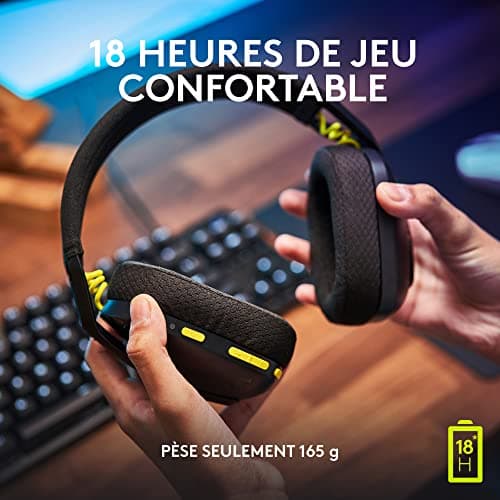 Logitech G435 LIGHTSPEED & Bluetooth sans Fil Casque Gamer léger circum-auriculaire, Micro intégré, Batterie de 18h, Compatible avec Dolby Atmos, PC, PS4, PS5, Mobile, Nintendo Switch - Noir