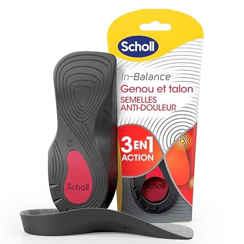 Scholl In-Balance Semelles Orthopédiques Homme & Femme pour soulager les Douleurs aux Genoux & Talons - Stabilité du Pied et Absorption des Chocs grâce à son Talon Renforcé, Taille 40-42