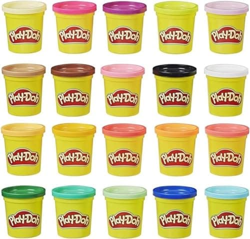 Play-Doh, 20 Pots de Pâte à Modeler avec des Couleurs Différentes, Jeu Éducatif pour Filles et Garçons dès 2 ans, Cadeau pour Anniversaire, Jouet de Noël pour Enfants, Activité Créative