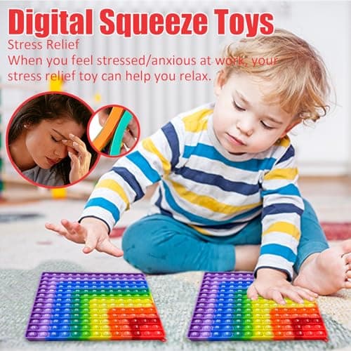 Zamety Pop It, Popit Fidget Toys, Anti Stress Fidget, Pop It Bebe Fidget Toy, Multiplication et Addition Popite pour Enfant, Double Face Silicone Arc-en-Ciel Jouet Anti Stress pour Enfants Adultes